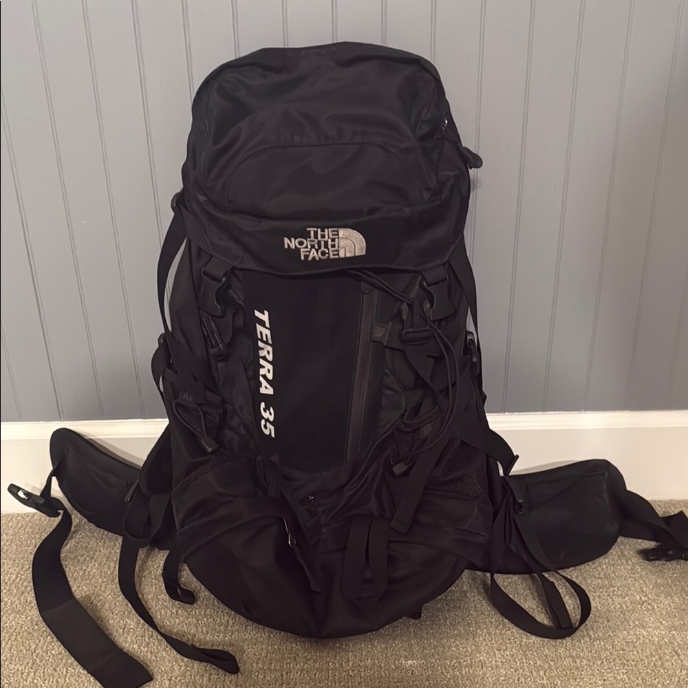 The North Face Terra 35 Black Hiking Backpack with Compression Straps